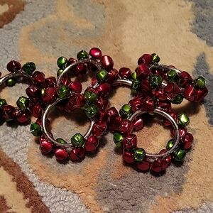 Pier 1 Festive Red and Green Jingle Bell Napkin Rings